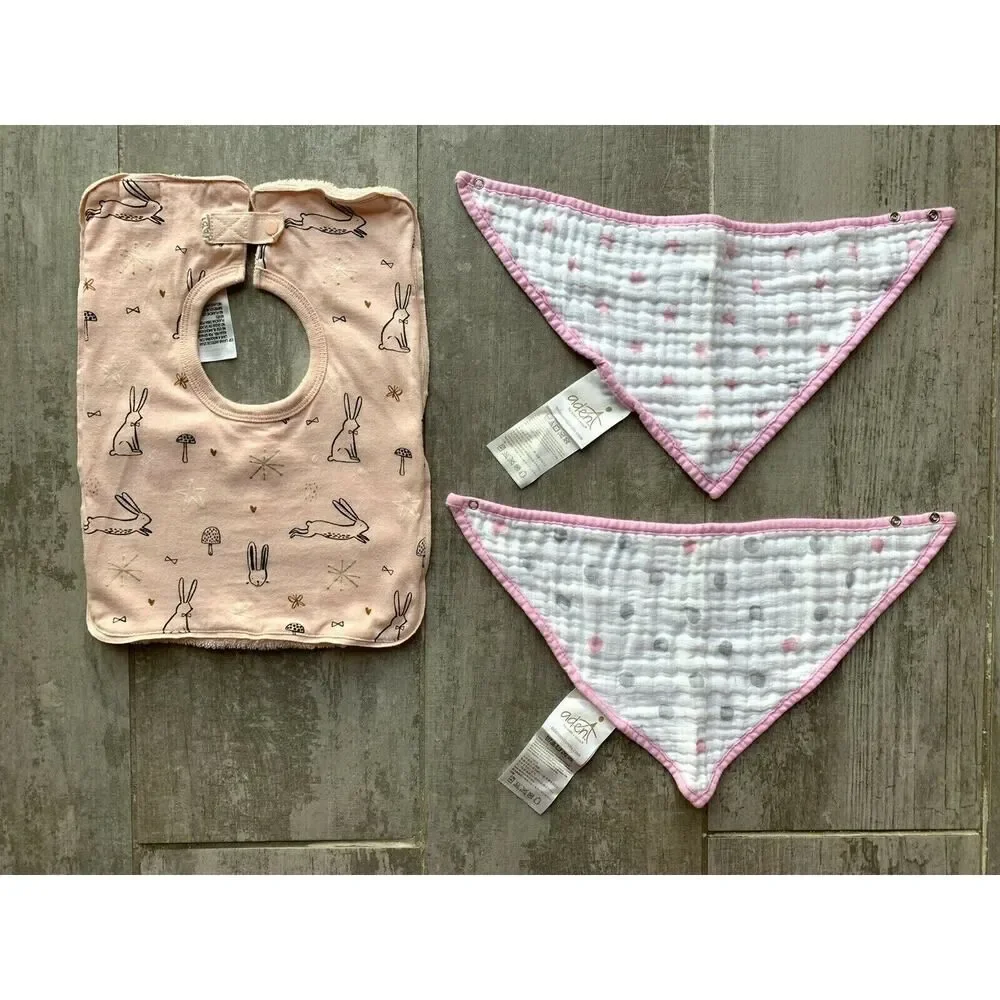 ADEN & ANAIS Lot 3 Baby Muslin Cotton Bandana Bib COTTON ON Square Bib EUC